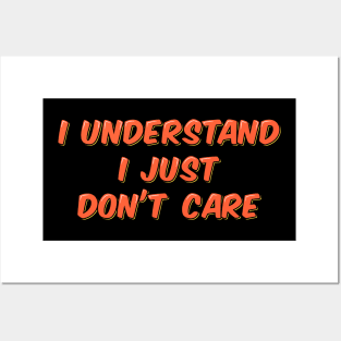 I Understand I Just Don't Care Posters and Art
